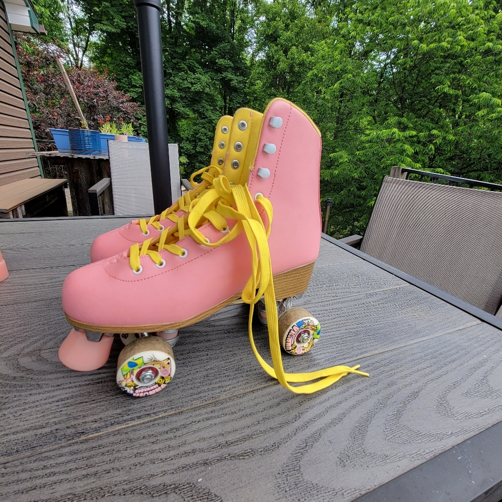 Pink and yellow Impala roller skates women's size 11